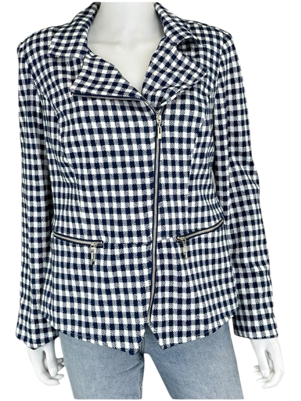 Chico’s NWT Navy Houndstooth Blazer Size M